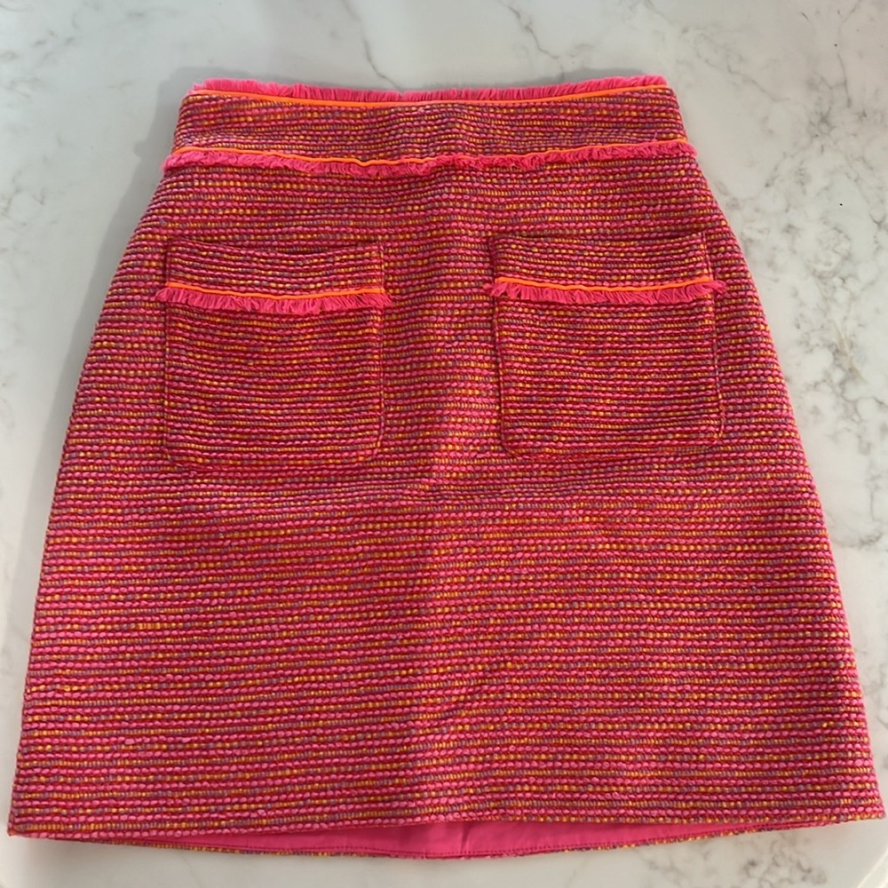 NWT J Crew A-line mini skirt in neon fringe tweed - Picture 2 of 4